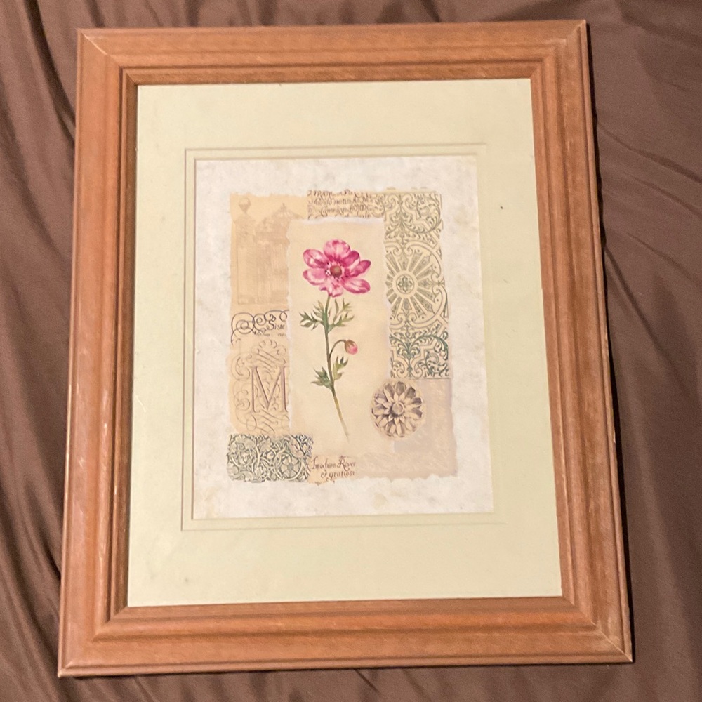 Floral Art Print with Wooden Frame